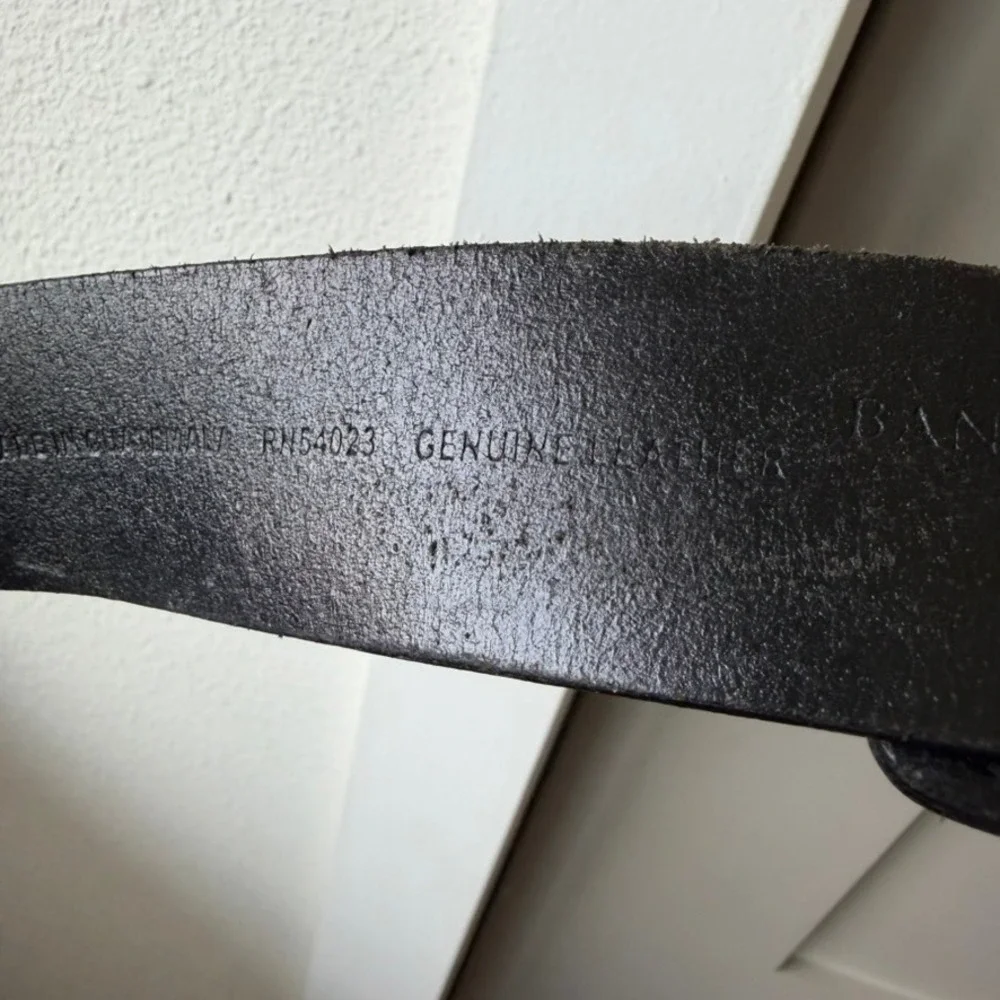 Banana Republic Leather Belt Mens 36 Black Brass Roller Buckle Casual Jeans